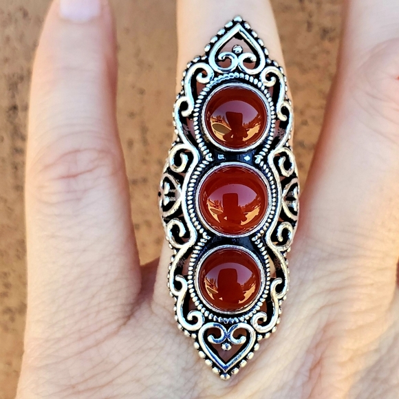 New Stunning Carnelian 925 Silver Statement Ring. - Picture 7 of 15